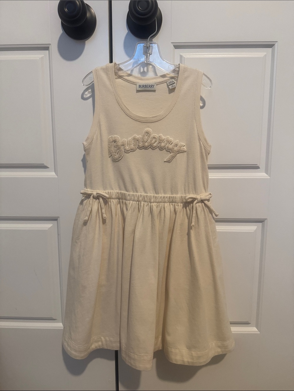 Burberry Girls' Cream Drawstring Logo Tank Dress